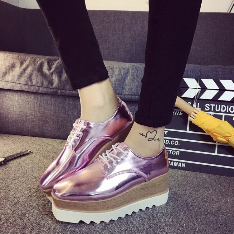 【新作】【送料無料】 2020年春の新しい先のとがったパテントレザープラットフォームシューズハイヒールプラットフォームスモールレザーシューズ学生レディースシューズトレンディな靴-アリババ スプリング 春物 10b724315903220