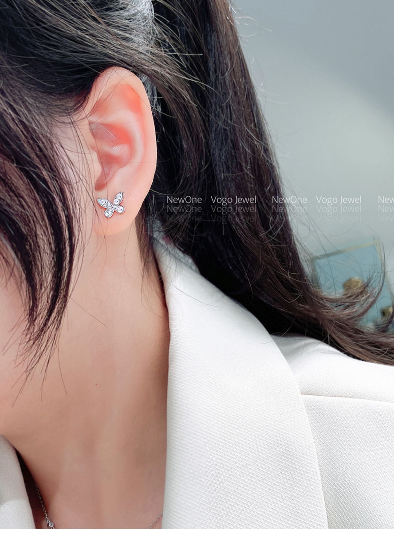バタフライ 蝶々 ピアス silver925 人工ダイヤモンド シルバー 18KGP