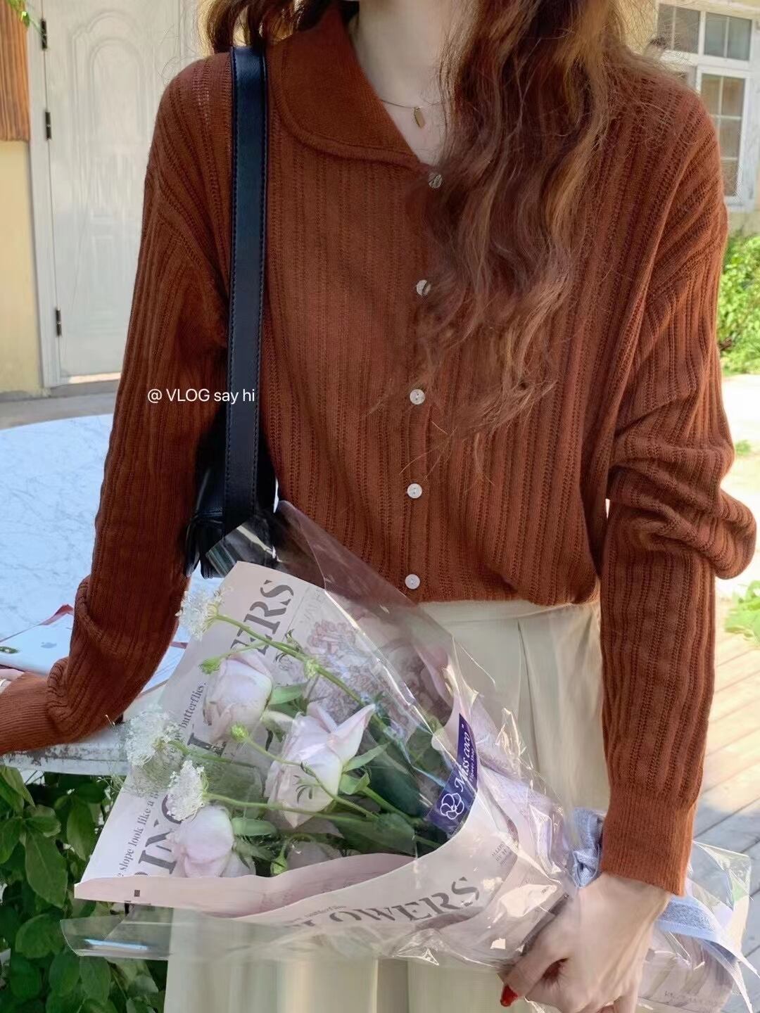 シアーシャツ風ニット　AJ2085-762