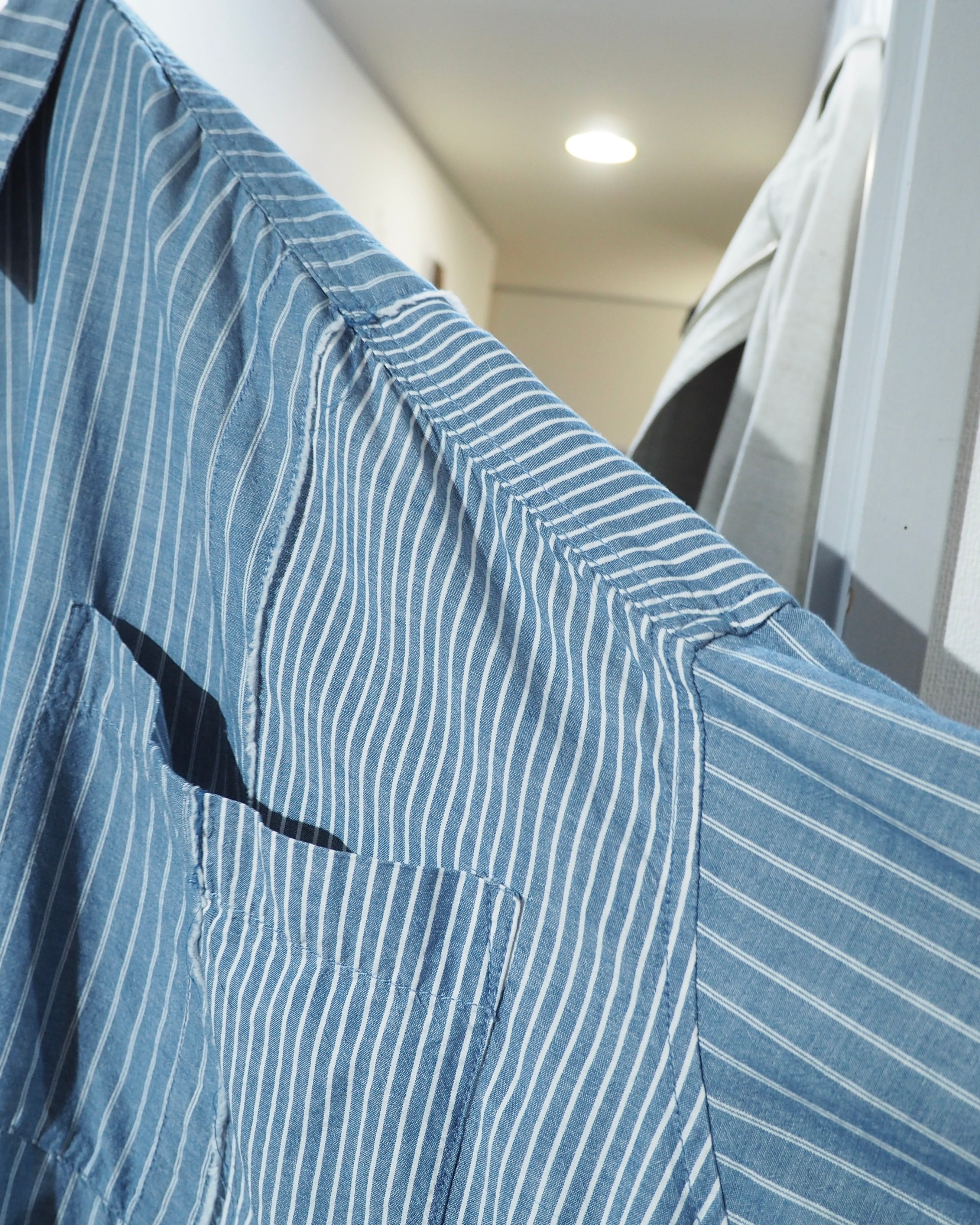 ” Advantage cycle × JIEDA - 再構築 ” Over silhouette Stripe switching shirt