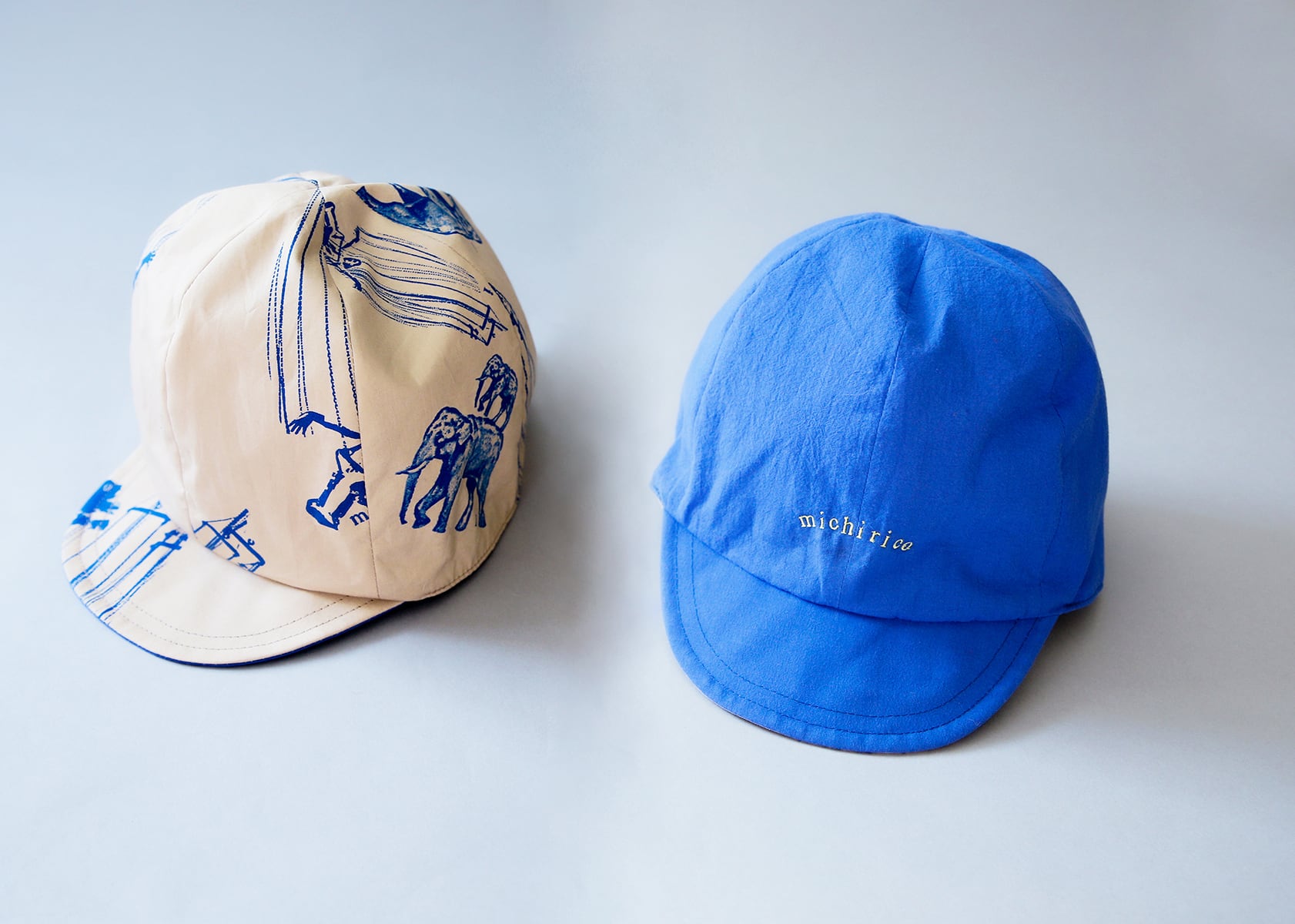 《michirico 2022SS》michirico reversible cap / beige × blue / S(48-50cm)