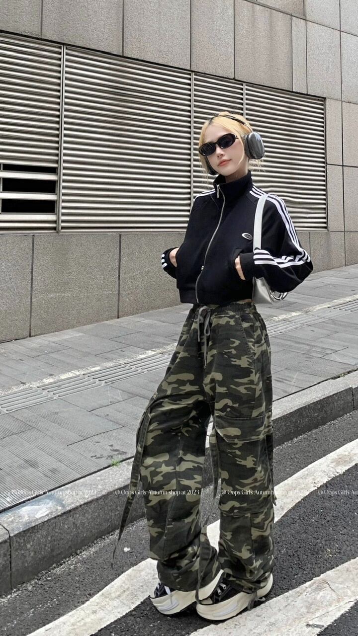 6583【美品】TFW49　3レイヤートラックパンツ　カモフラ　迷彩柄　ブラック DIESEL（ディーゼル） 【並行輸入品】ディーゼル カーゴパンツ ワーク