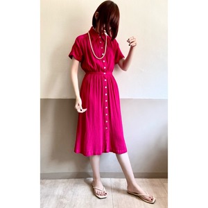 Pink Rayon Shell Button Dress
