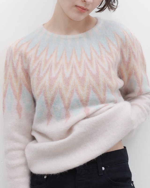 2000s Nordic pattern alpaca mohair knit top