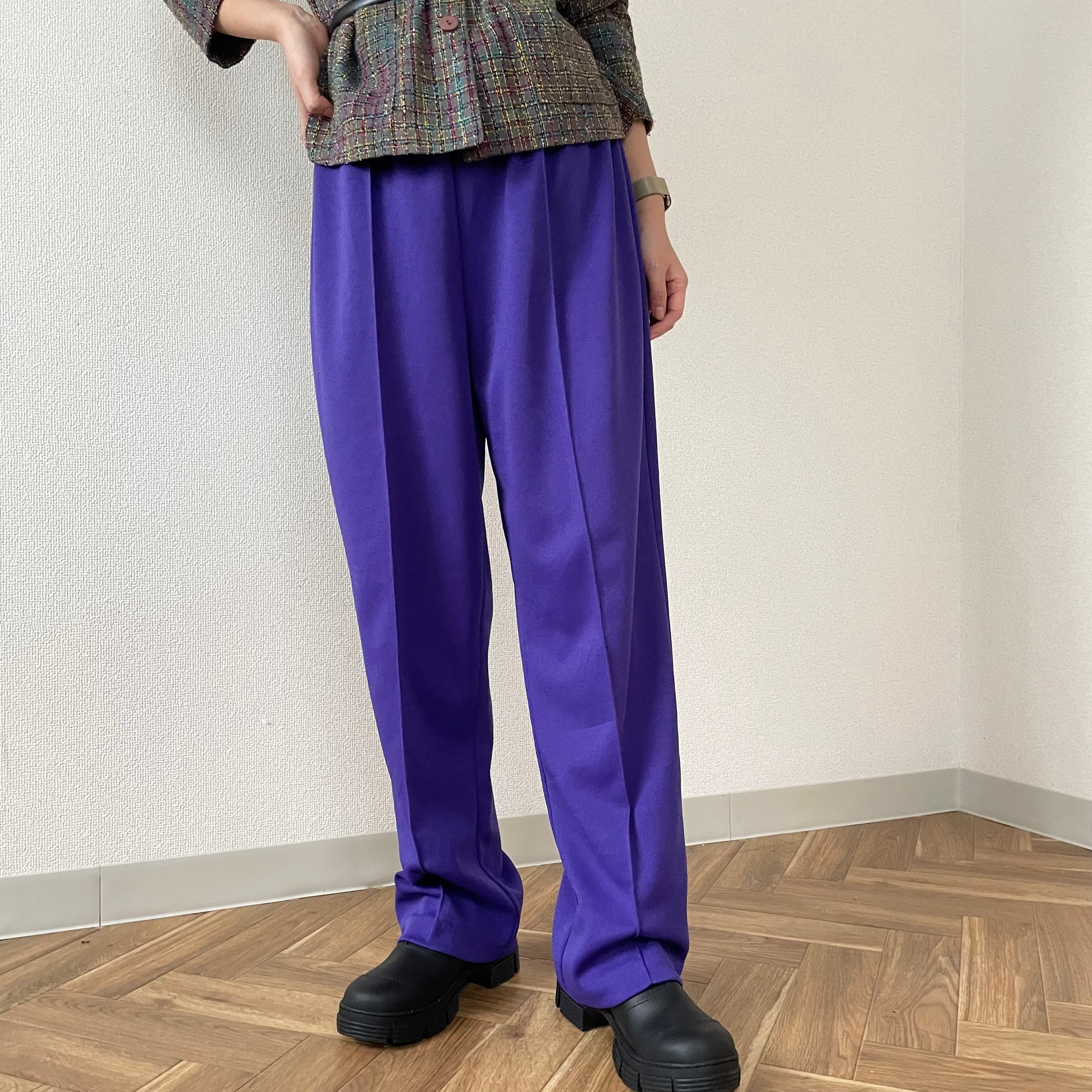 purple pants ｜ 紫 パープル パンツ センタープレス スラックス 古着