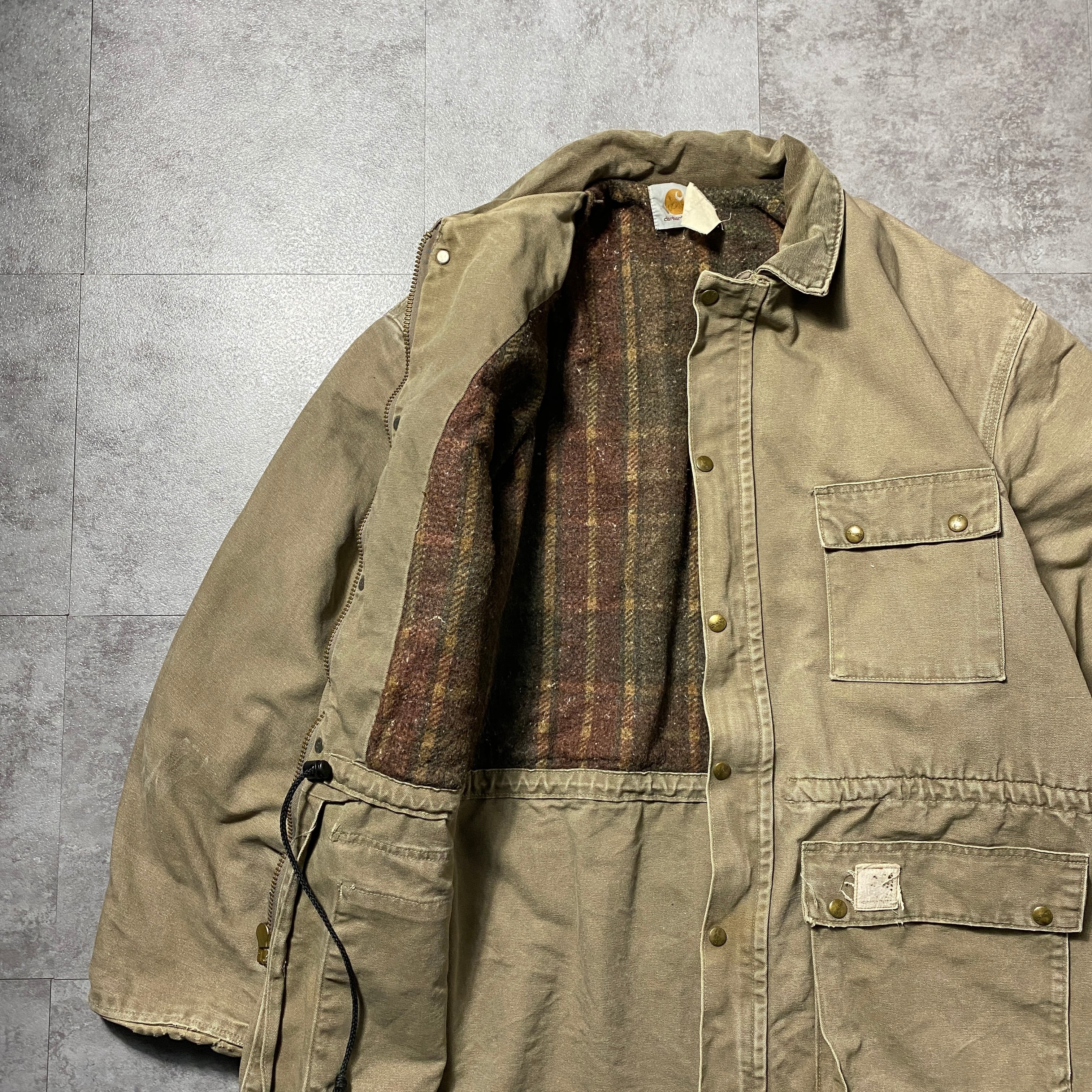 90's carhartt カーハート ベージュ ライナーブランケット ダック生地