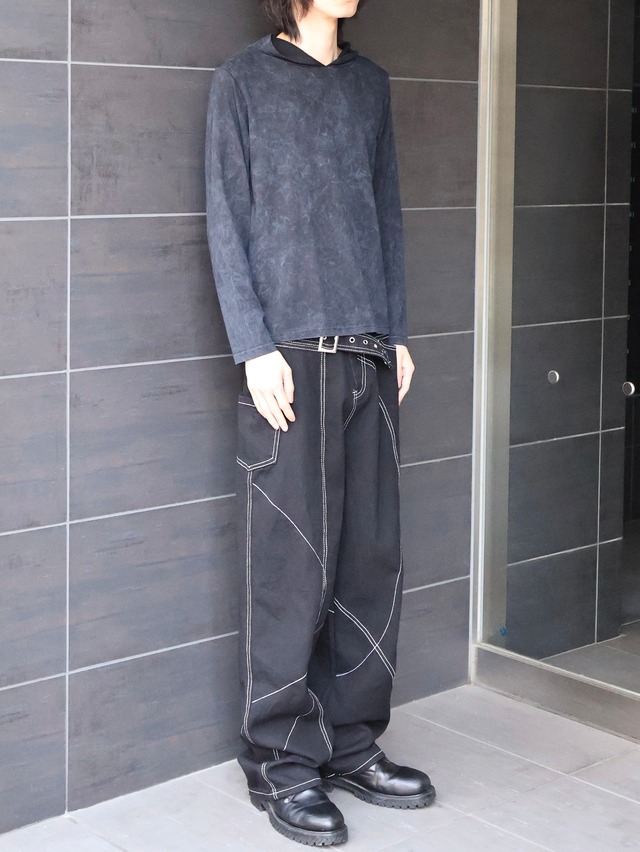 waist detail stich design denim pants
