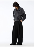 JCAESAR STUDIO Leather Wool Wide Trousers