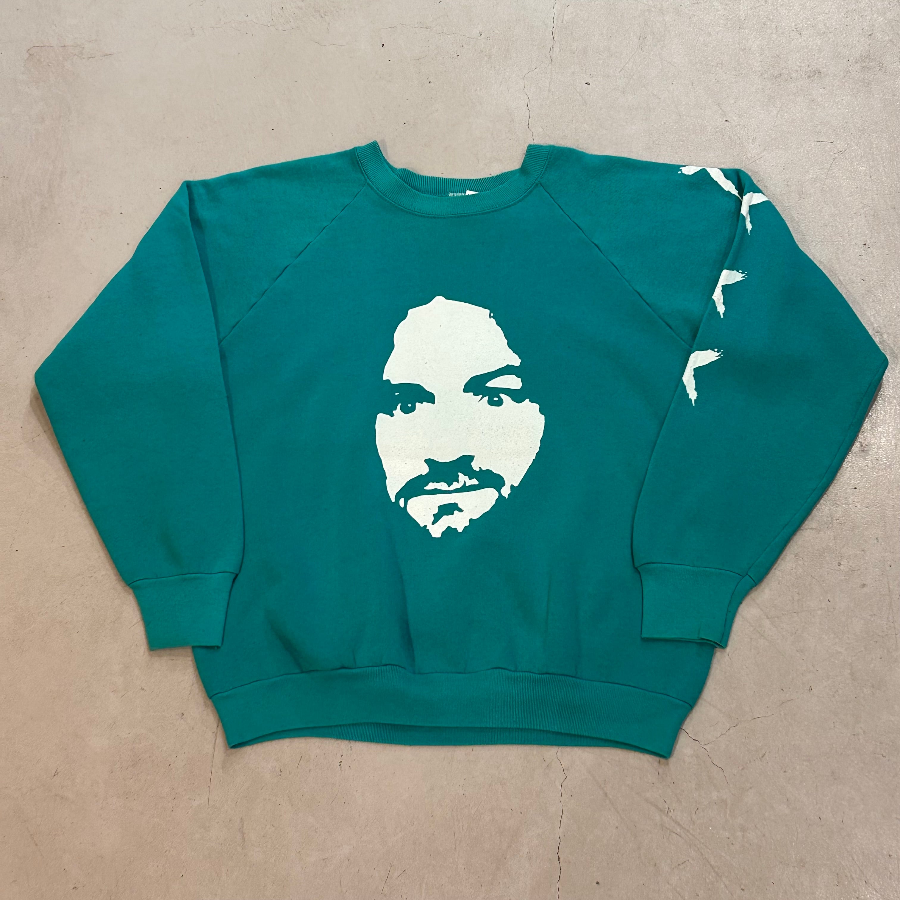 【8466】古着 90s CHARLES MANSON 90s Charles Manson raglan sweat【高円寺店】 | What'z up