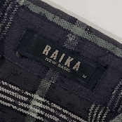 90s RAIKA NEW BASIC ライカ チェック 長袖シャツ M/ネイビー×グリーン系 メンズ ビンテージ