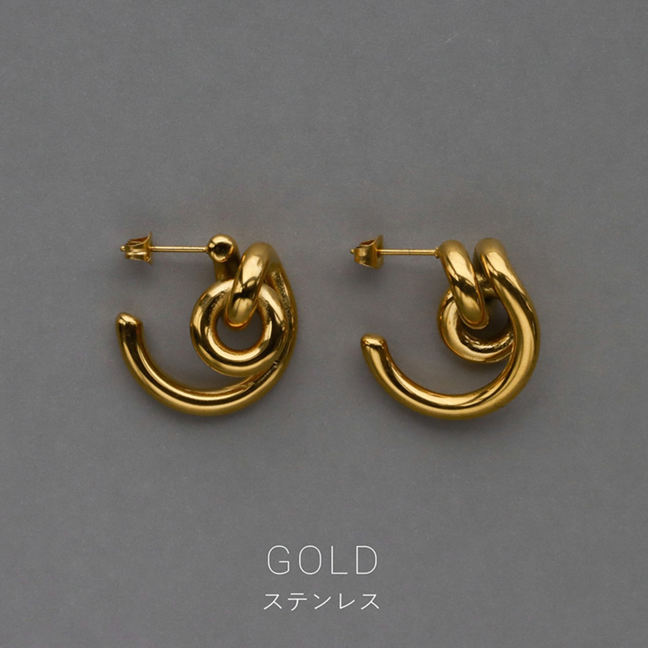 【ネコポス便】ピアス ダブルラインメタルピアス フープ ピアス 18K 金属アレルギー対応 大きめ 大ぶり ピアス サージカルステンレス 金アレ対応 2343