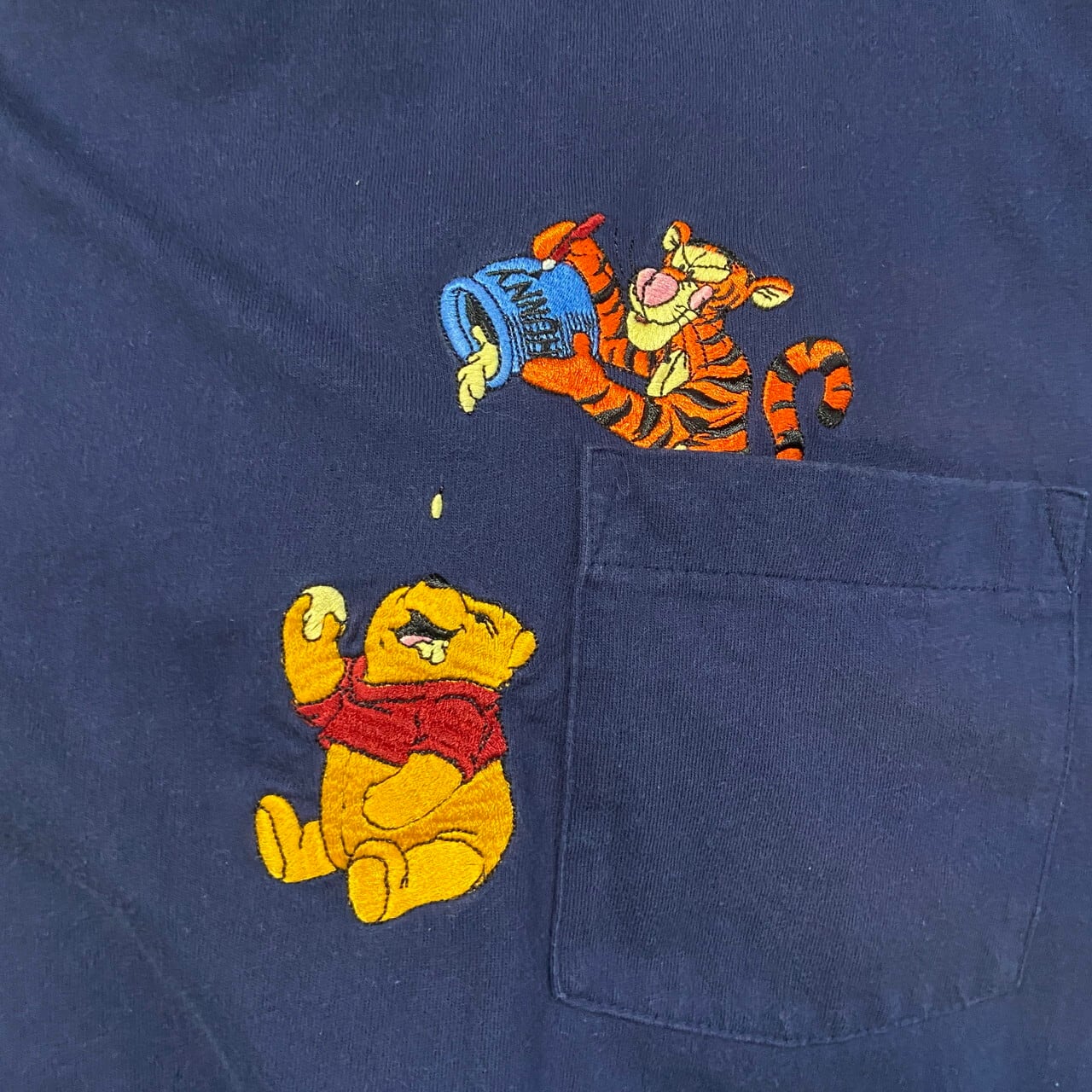 90s Pooh キャラクター刺繍 ネイビー スウェット 90年代 Pooh