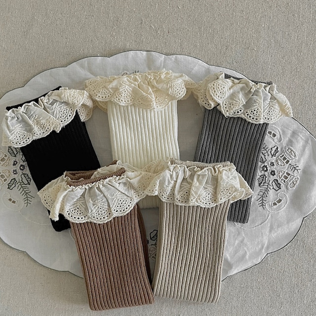 【BABY&KID】春作ノンヒールレーストリム付きソックス