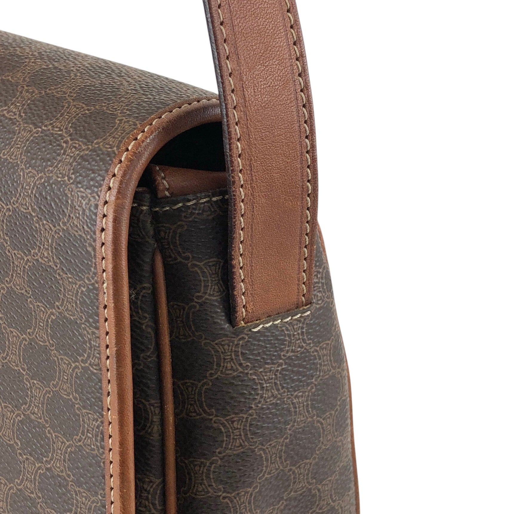 CELINE セリーヌ マカダム ショルダーバッグ ブラウン ブラゾン型押し