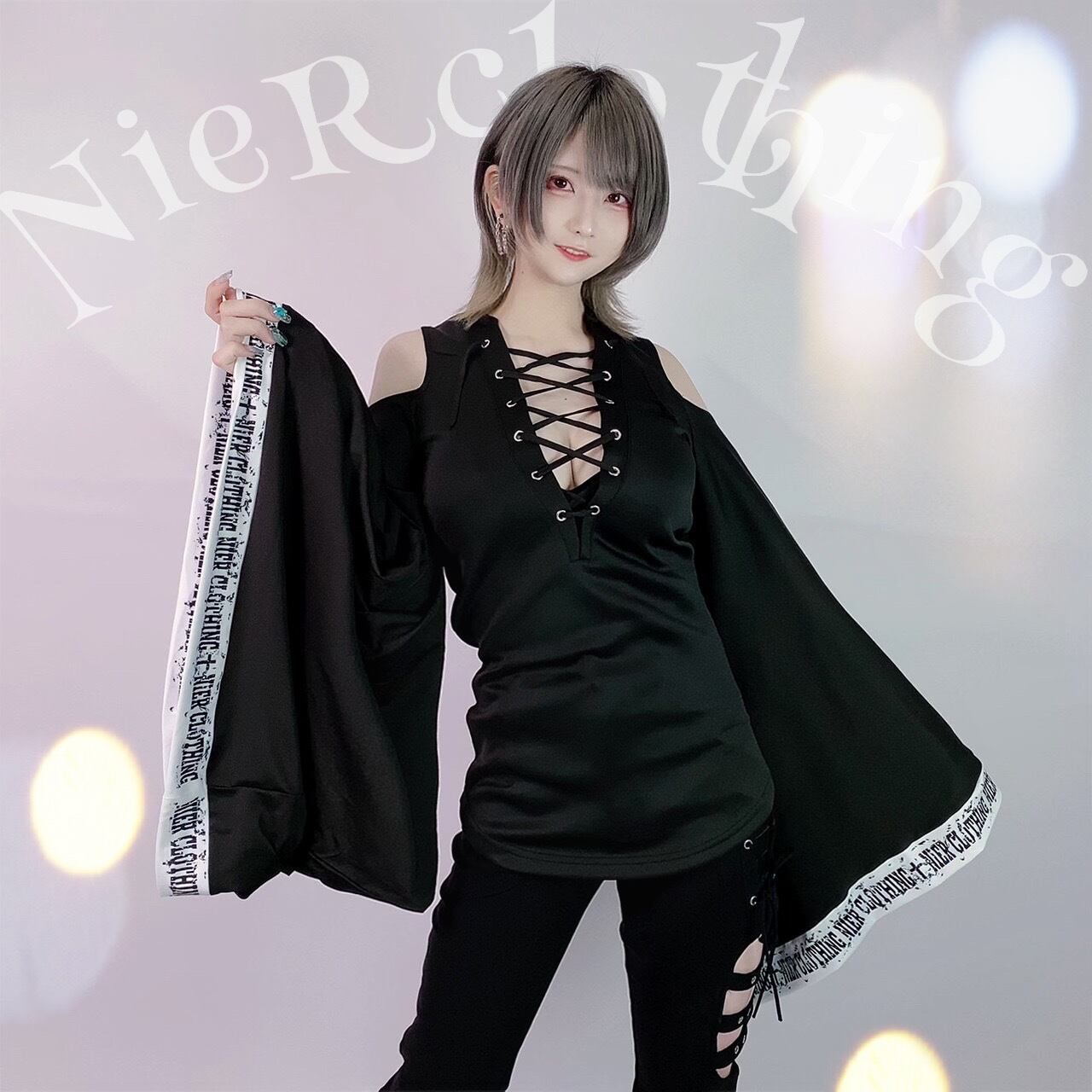 NieR 着物風袖FRONT BRAID OFF-SHOULDER【和柄九尾】