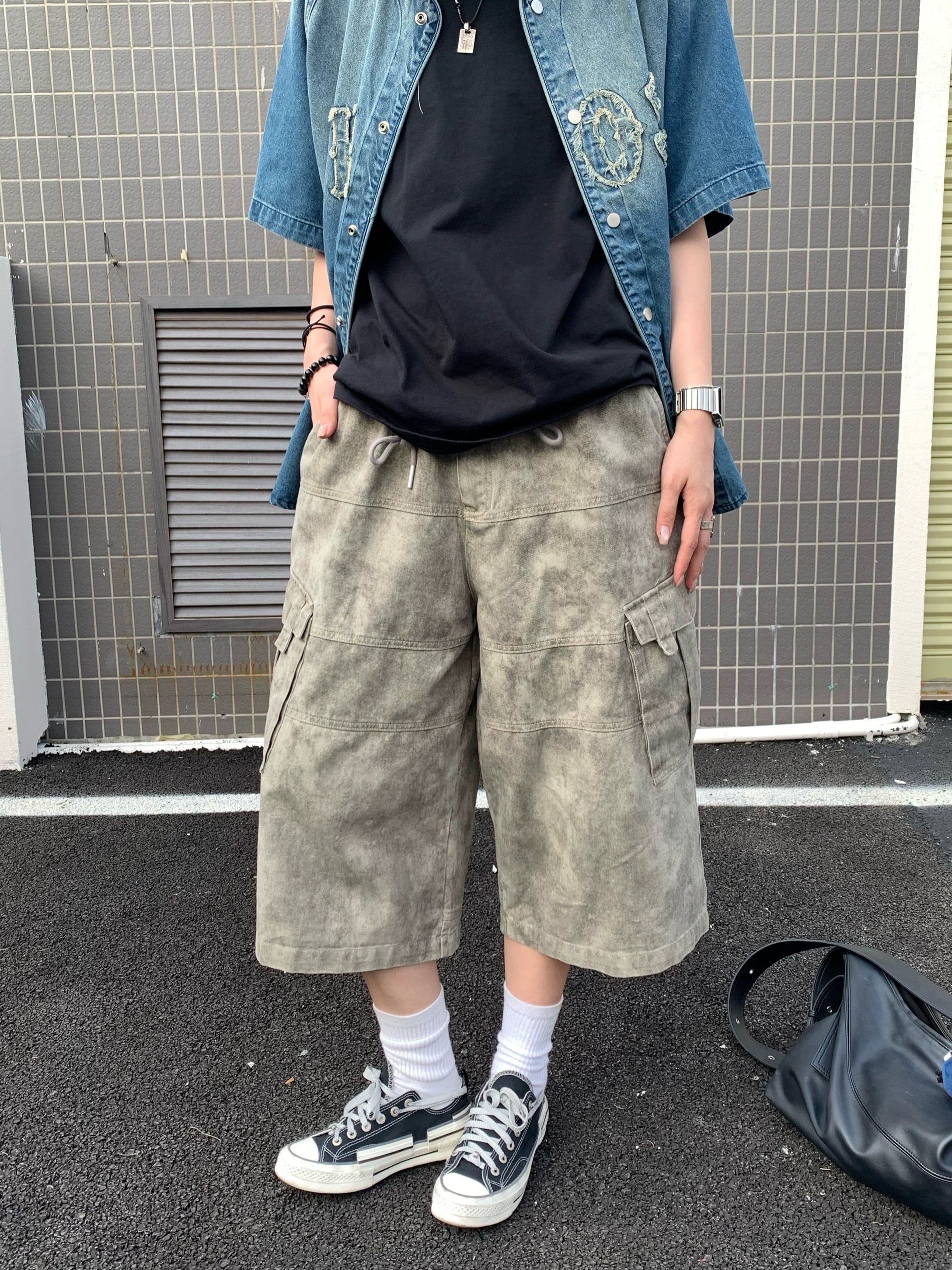 ヴィンテージウォッシュワイドカーゴショーツ / VINTAGE WASH WIDE CARGO SHORTS