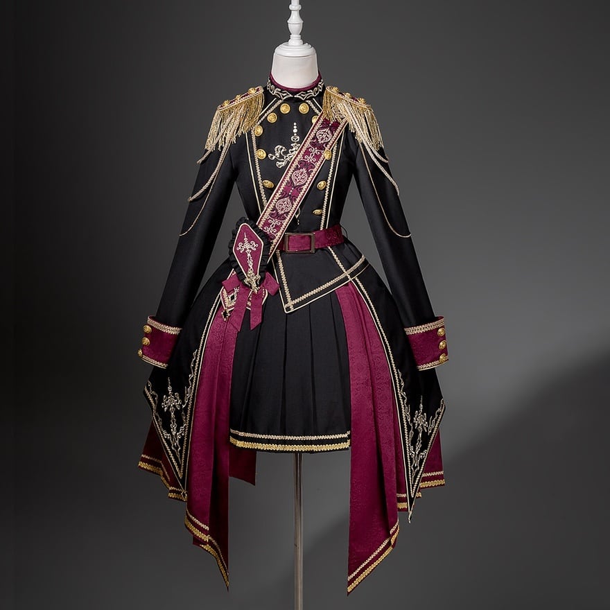【美品】7月中値下げ中！ゴスロリ ロリータ 軍服ロリ セットアップ 早割11月8日まで】深紅の勲章が輝く夜 軍服ロリータ3点セット