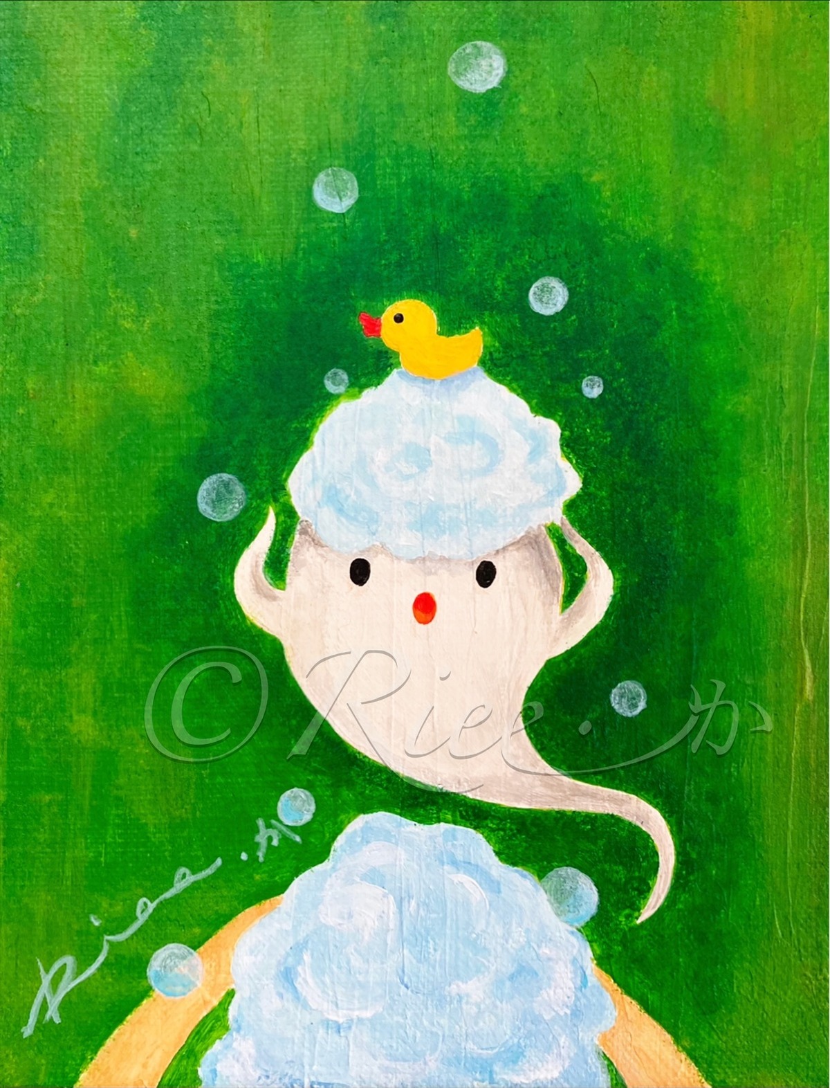 う・し・ろ／原画 キャンバス 絵 絵画 アート イラスト おばけ | Riee .か