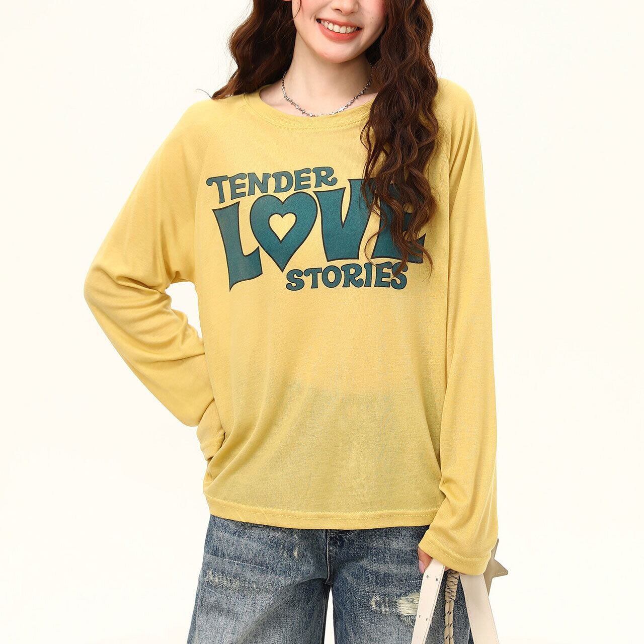 ハートロゴレタリングロングスリーブTシャツ 1col R02517