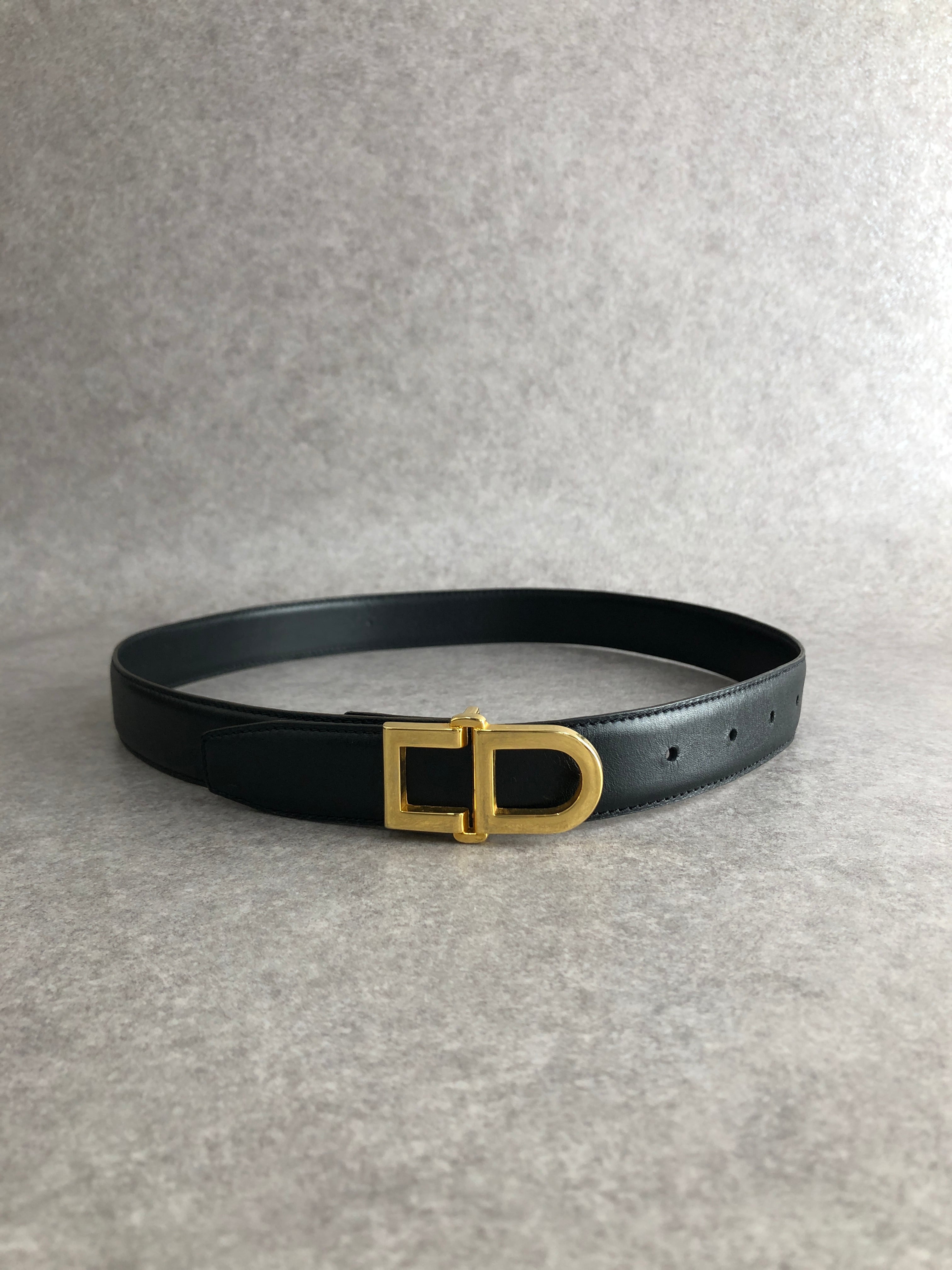 Christian Dior ブラックレザー　ベルト Christian Dior クリスチャン ディオール ベルト ブラック CD レザー