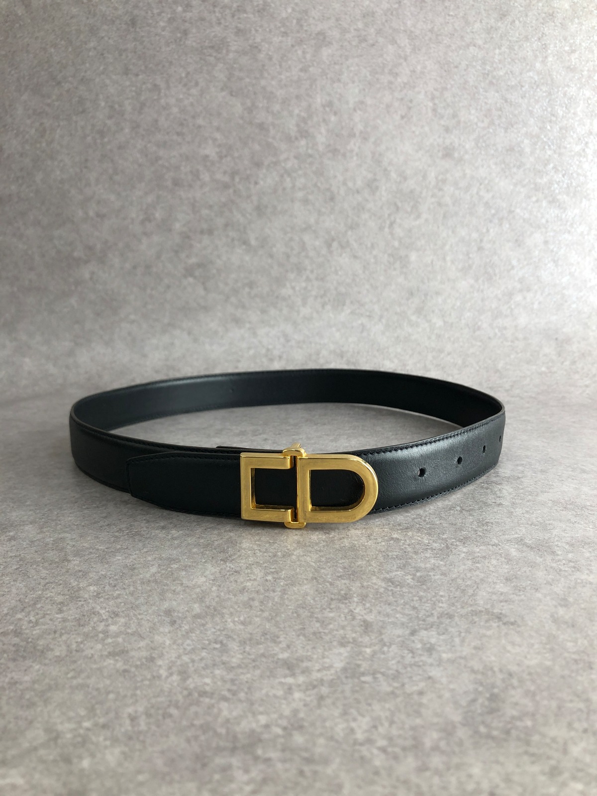 Christian Dior クリスチャン ディオール ベルト ブラック CD レザー 