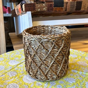 Bangladesh  Sea glass&Jute basket Storage 　バングラディッシュ　シーグラス＆ジュートバスケット　ラティス　M　収納　カゴ　小物入れ