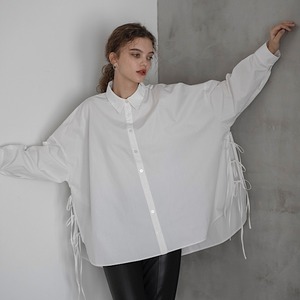 サイドリボンオーバーシャツ（ホワイト)