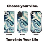受注生産 iPhoneケース ターコイズと紺の水流マーブル｜水面模様 MARB044A