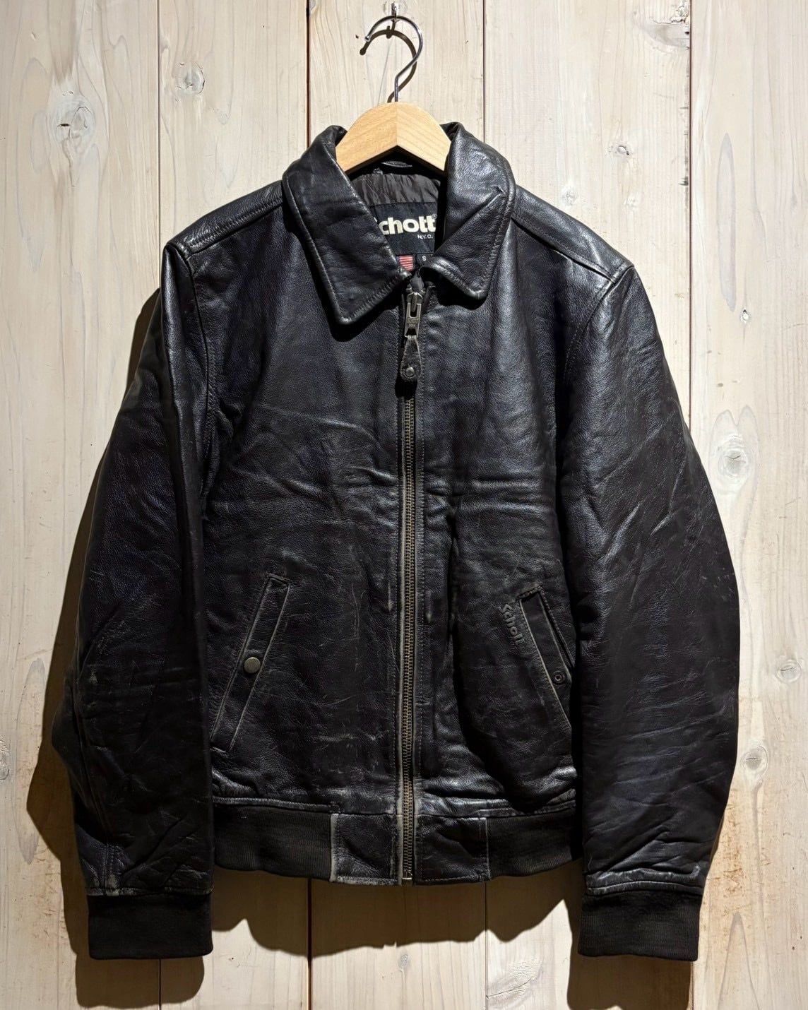 a.k.a.C.a.k.a vintage】“Schott” Vintage Zip Up Leather Jacket