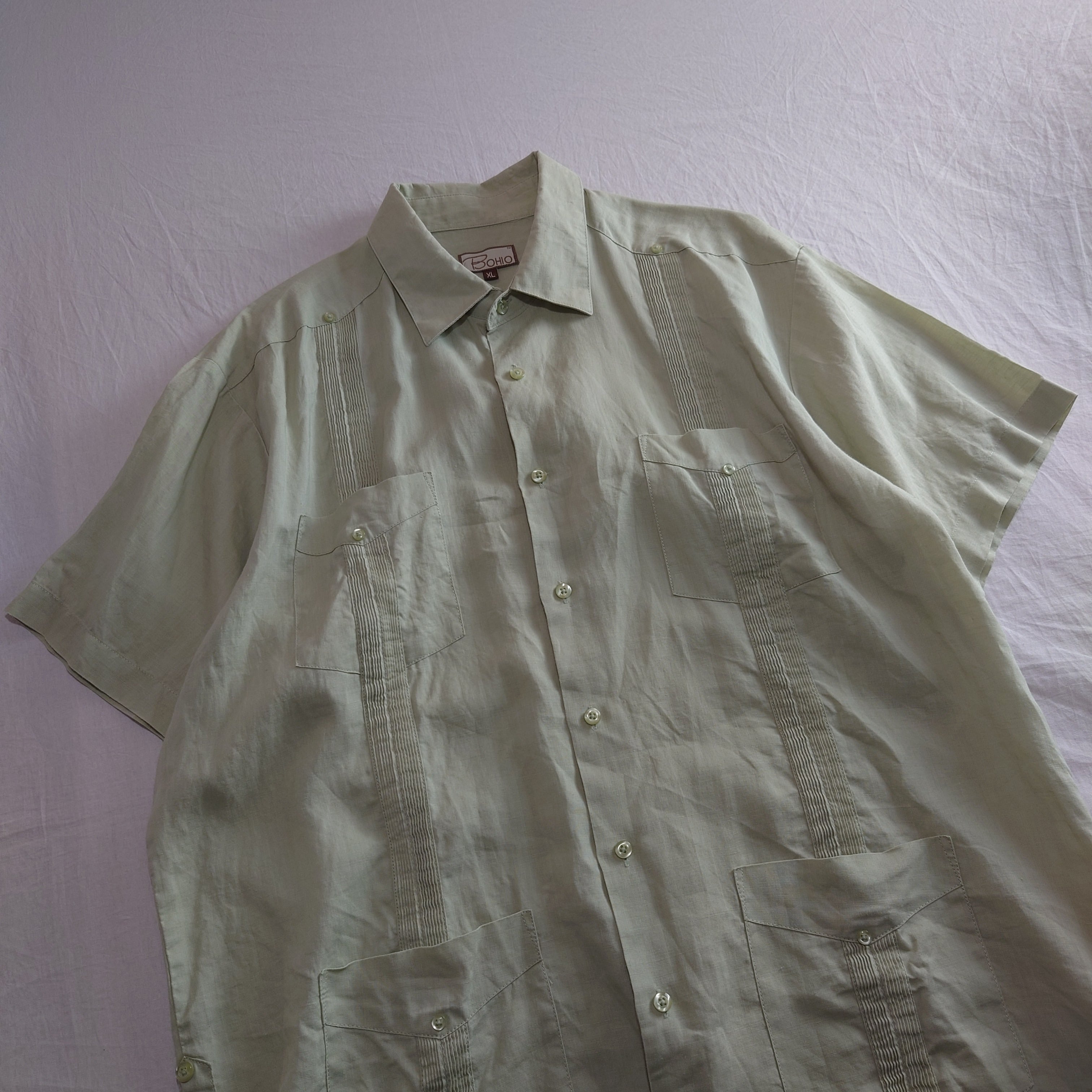 【リネン】BOHIO cuba shirt キューバシャツ プリーツ
