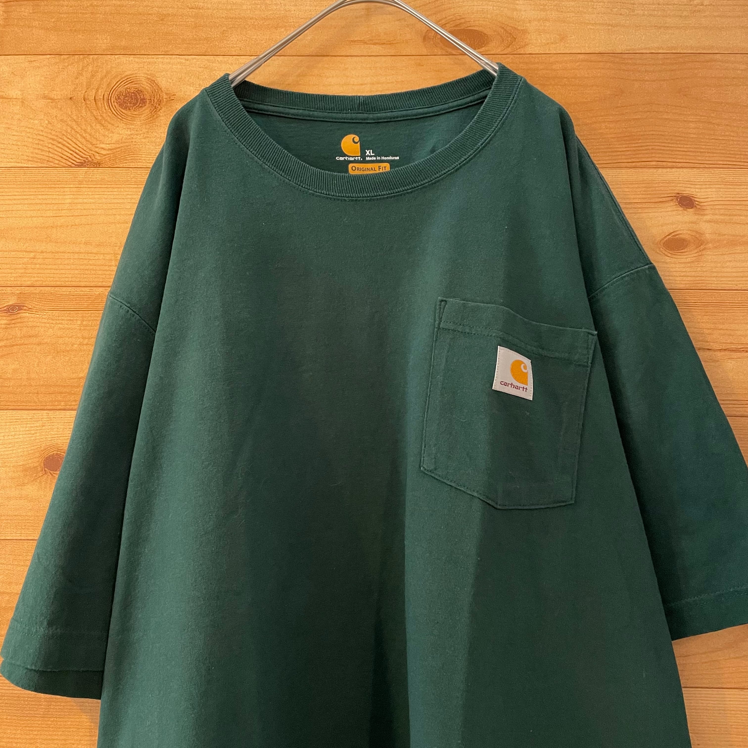 Carhartt】ロゴ ポケットTシャツ ディープグリーン X-Large ビッグ