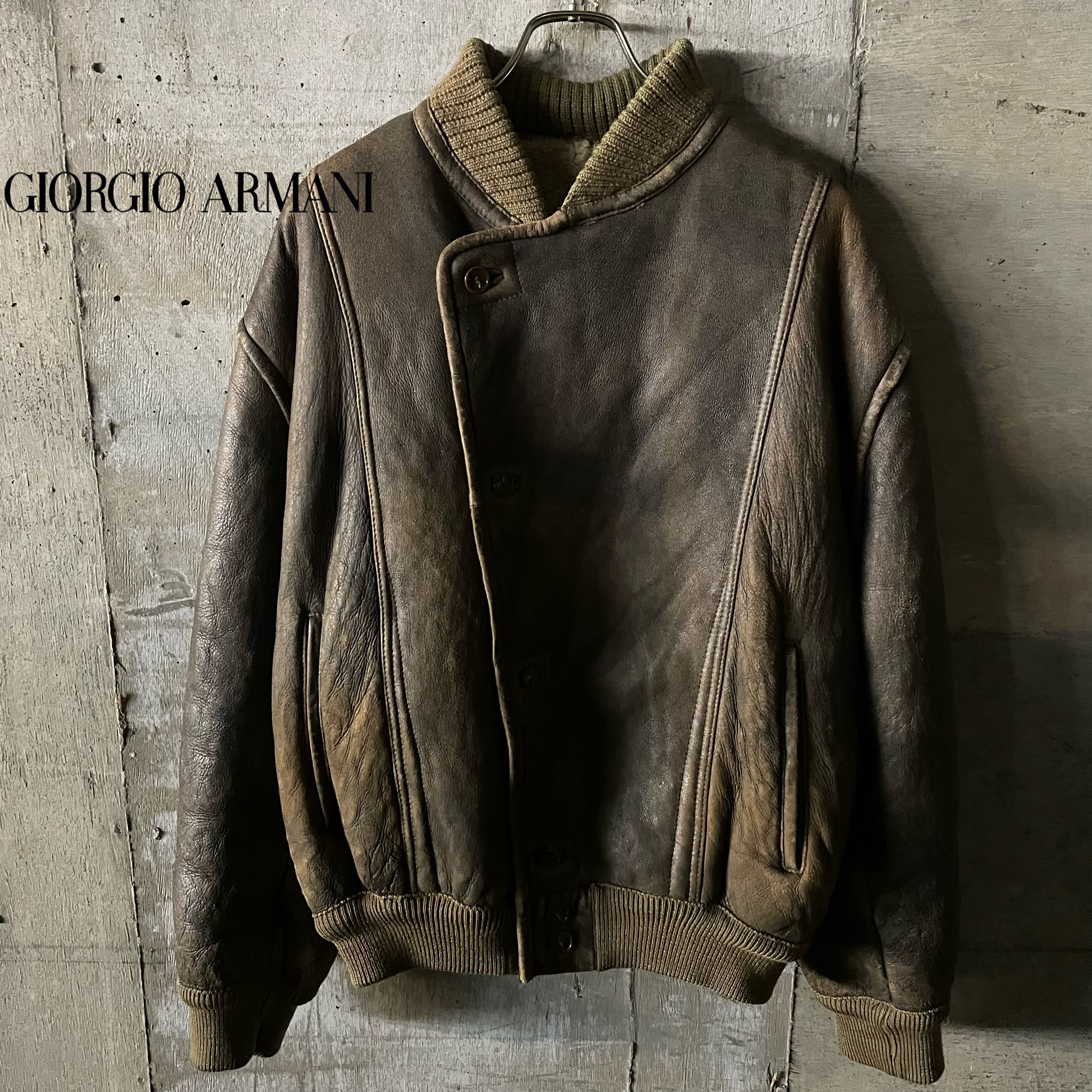 本革90's Giorgio Armani アルマーニ 本革 短丈 レザージャケット