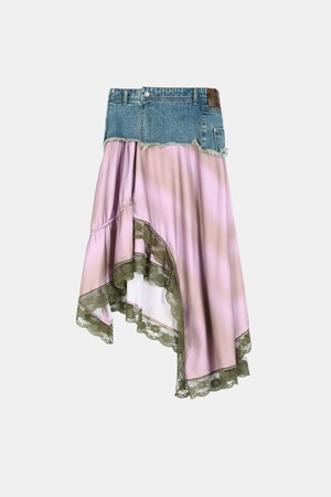 [ANDERSSON BELL] DENIM COMBINATION LACE HEM SKIRT apa891w(DENIM/PINK) 正規品 韓国ブランド 韓国通販 韓国代行 韓国ファッション ANDERSSONBELL アンダーソンベル 日本 店舗