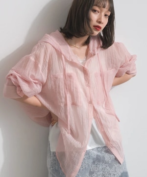 ナンバーミーTOKYO" SHEER HOODIE SHIRTS"PINK