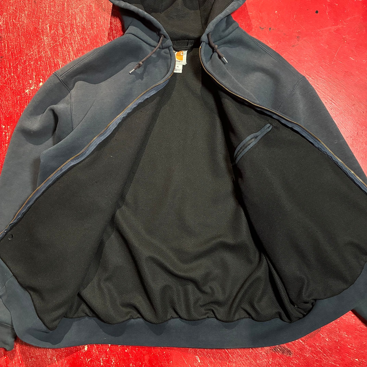 Carhartt ジップパーカー フェードネイビー 裏地メッシュサーマル カーハート