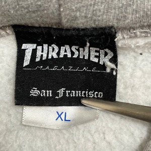 【THRASHER】迷彩ロゴ カモロゴ カモフラ 肉厚 パーカー スウェット フーディー プルオーバー  X-LARGE ビッグシルエット スラッシャー スケーター ボード スケボー US古着