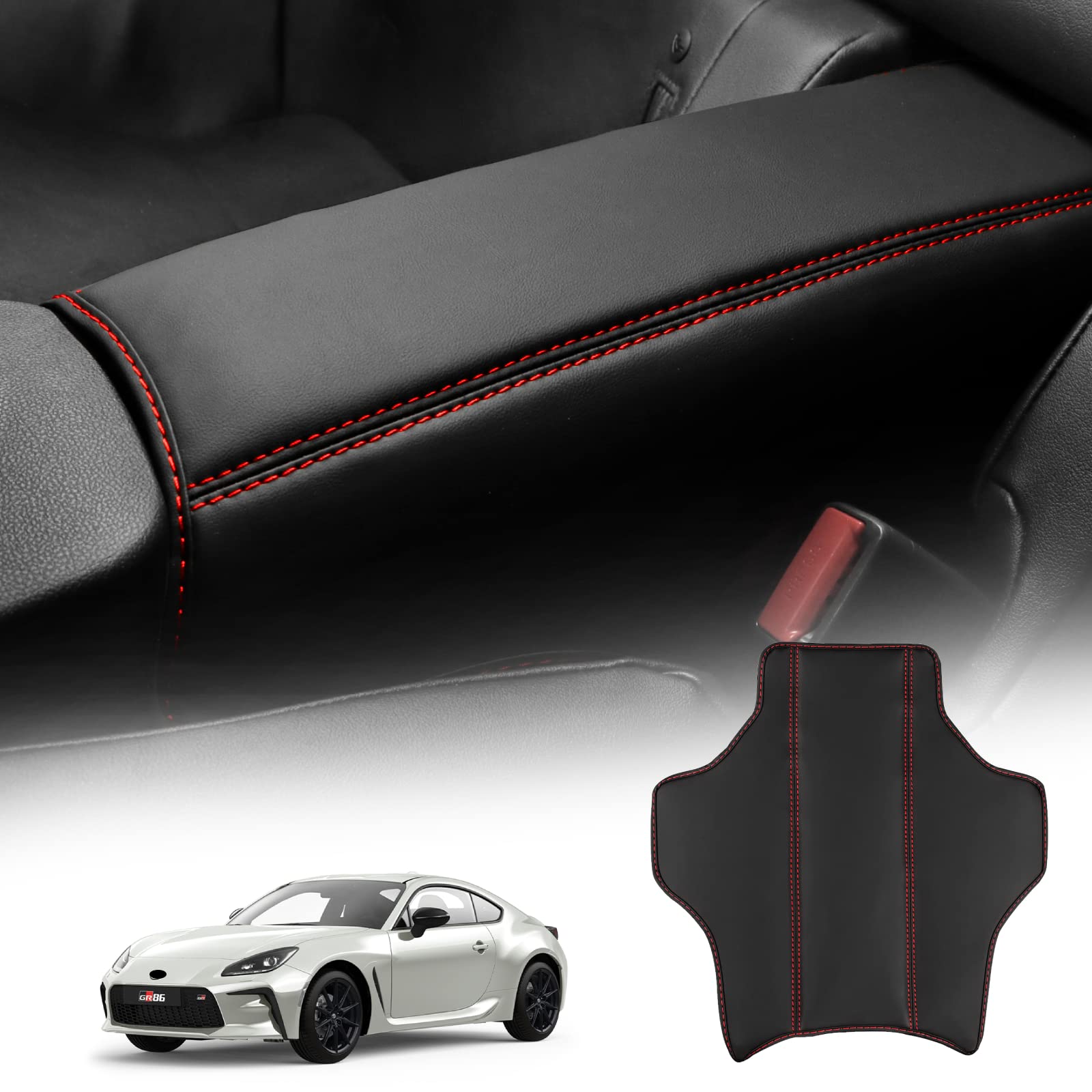 KUNGKIC トヨタ GR86 ZN8 スバル BRZ ZD8 2021 2022 2023 2024 2025 専用設計 後部座席 アームレスト 肘掛け 保護 カバー 取り付け簡単 内装 パーツ アクセサリー PU 赤