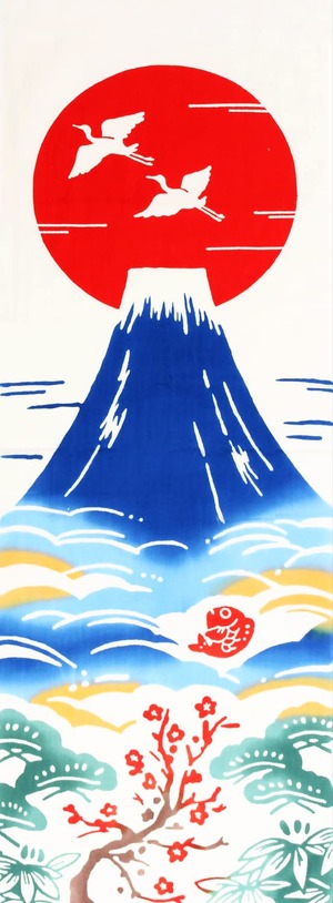 【在庫処分】Airashika（あいらしか） 和雑貨 注染手ぬぐい『初日の出』 正月 富士山 33×90cm