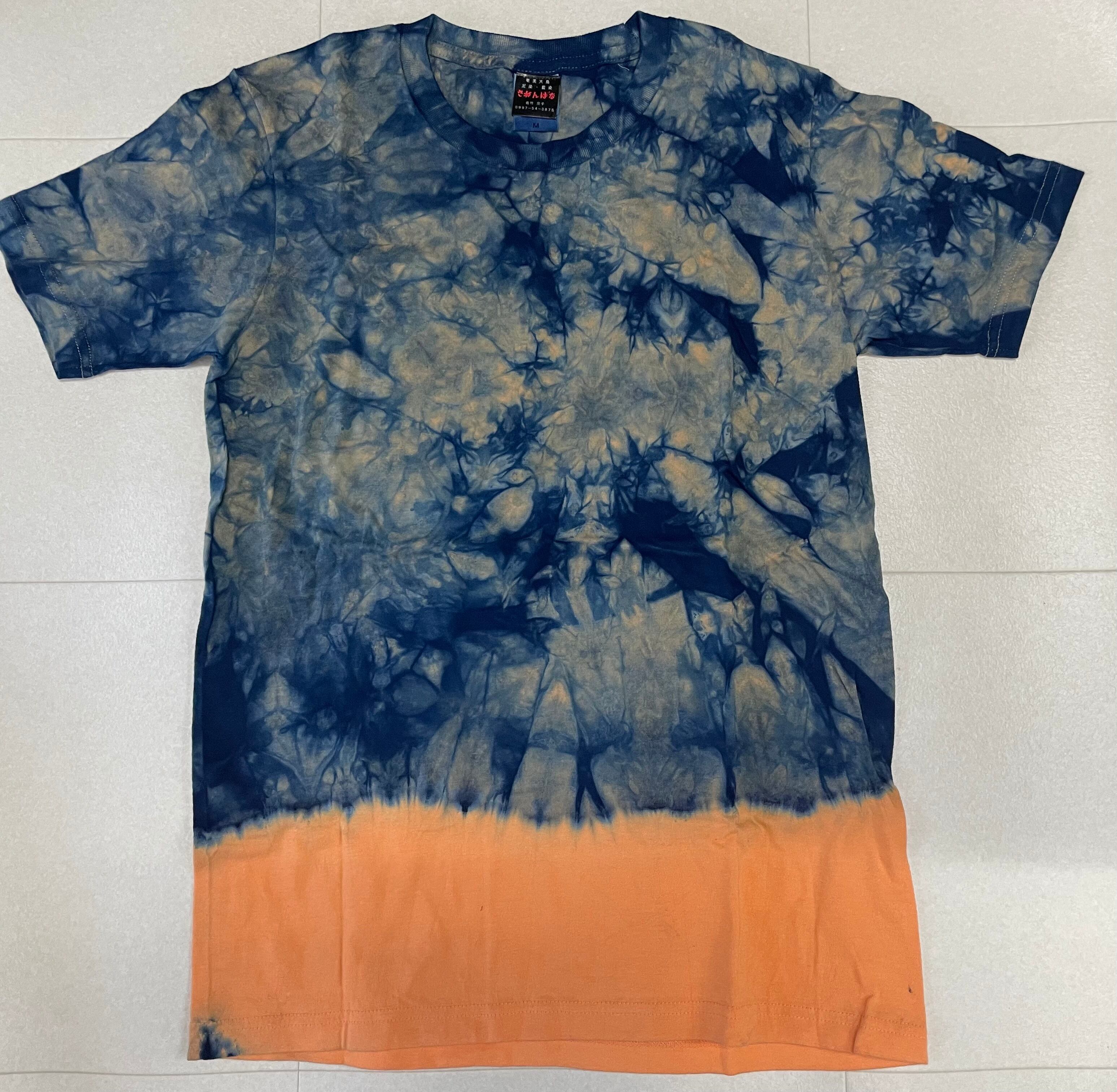 カジュアル藍染Tシャツ/木漏れ日/ゴールド/M/男女兼用/送料無料