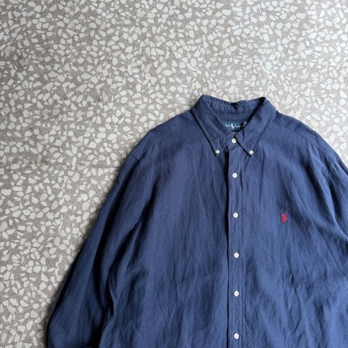 Ralph Lauren / 90-00's linen silk shirt  size XL