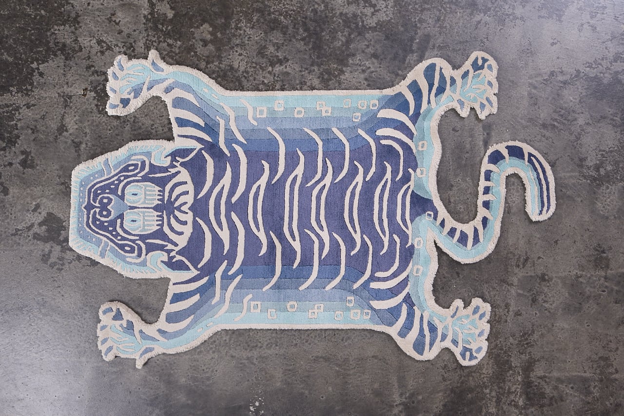 Tibetan Tiger Rug 《Sサイズ•シルク・オリジナル3・インディゴカラー