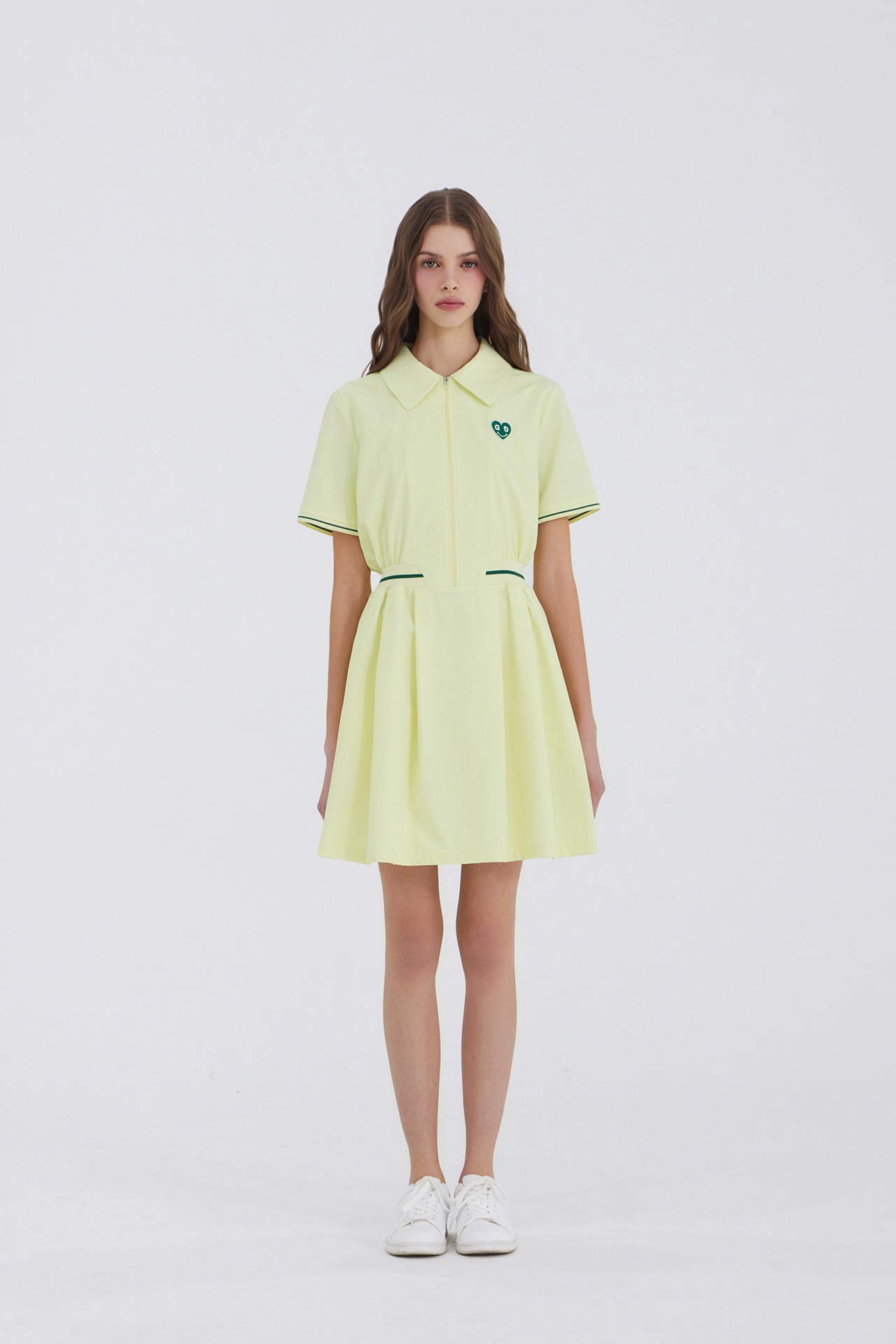 GOXO ゴーエックスオー グリーンハート ウーブン 半袖 ワンピース