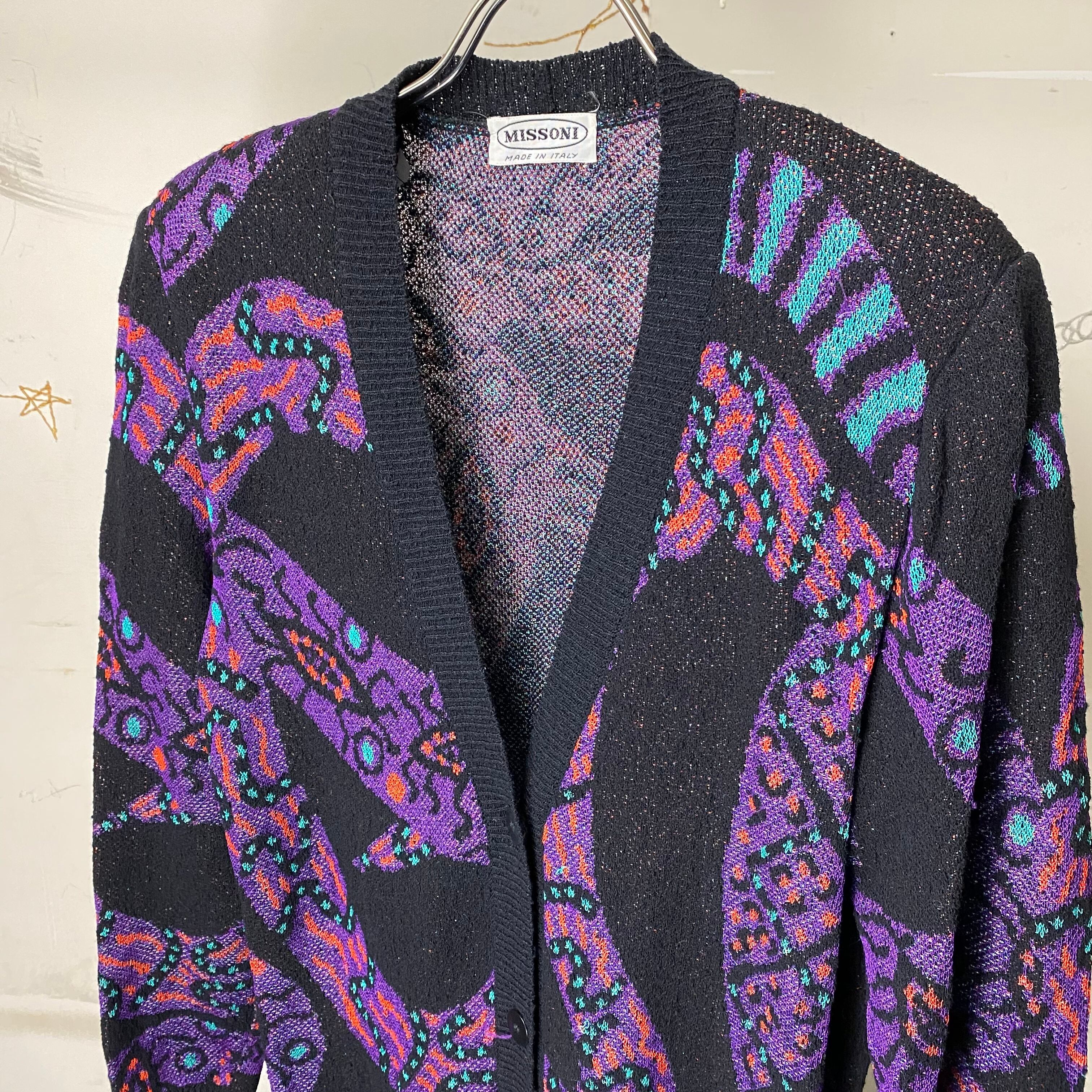 vintage MISSONI black base long knit cardigan | NOIR ONLINE