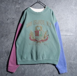 Multicolor Emblem Print Design Sweat