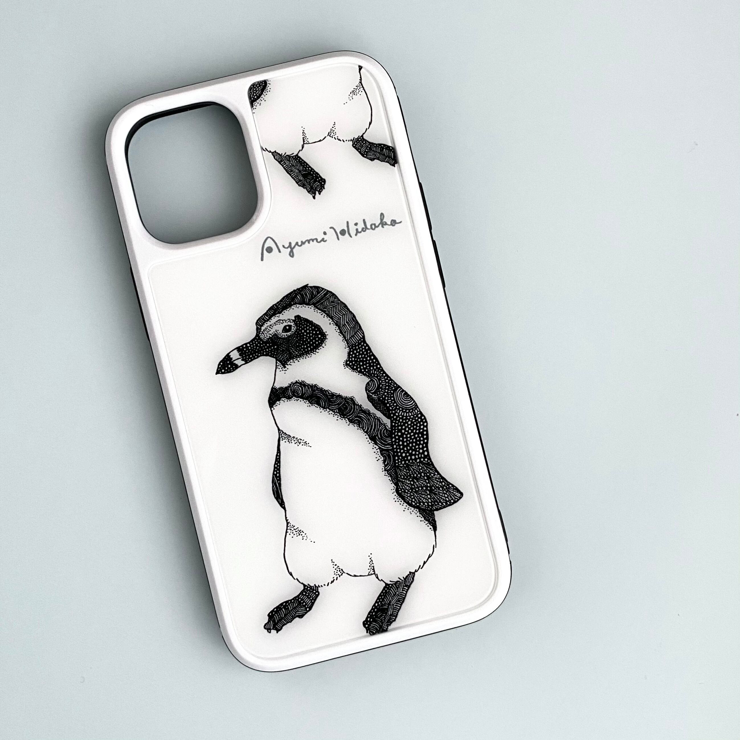 ペンギンのスマホケース【強化ガラスケース】 | 日高あゆみ / ペン画