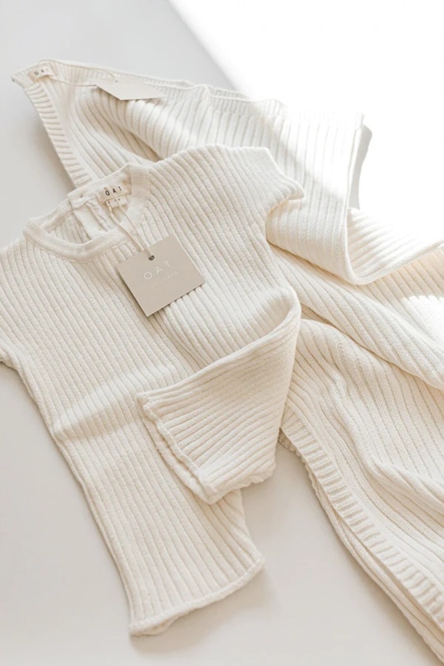 OAT /  Powder Ribbed Knit Tee Playsuit (1-2y,2-3y)