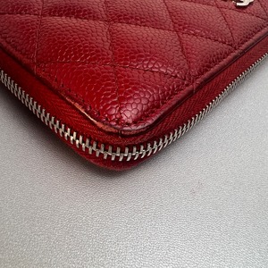 CHANEL シャネル ココマーク  キャビアスキン 長財布 レッド A-9549