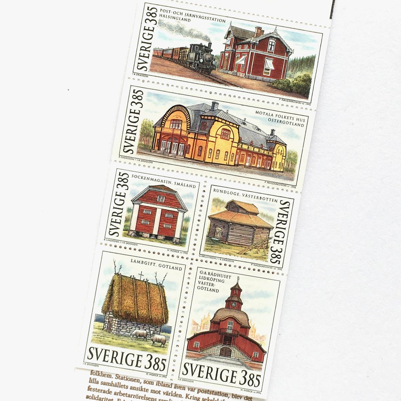 切手帳（未使用）「スウェーデンの家 第2集 - 6枚構成（1996