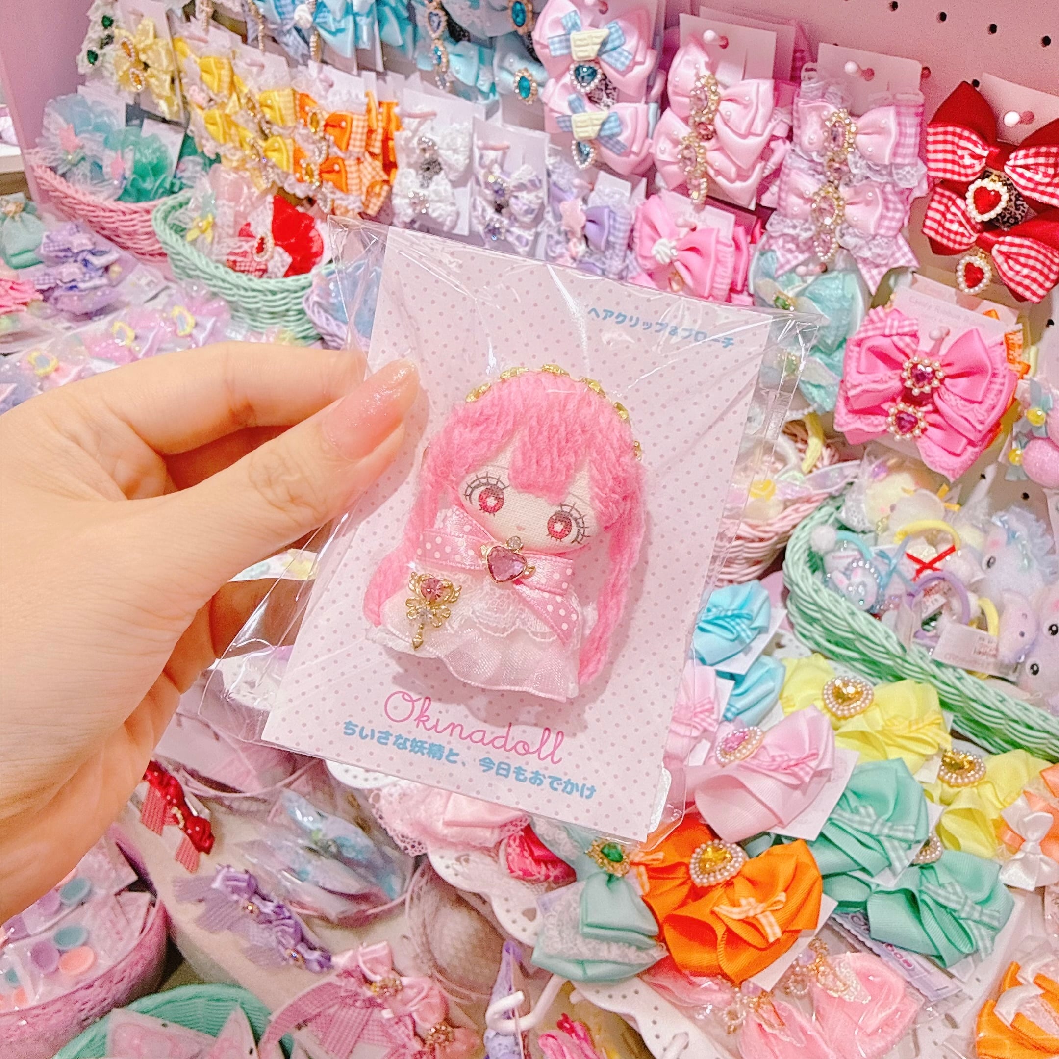 【S2】1-6ベイビードールヘアクリップ＆ブローチ　ベリーピンク