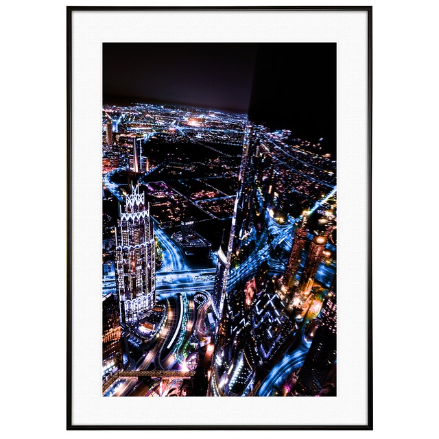 夜景写真 ドバイ ブルジュハリファ インテリアアートポスター額装 AS0475